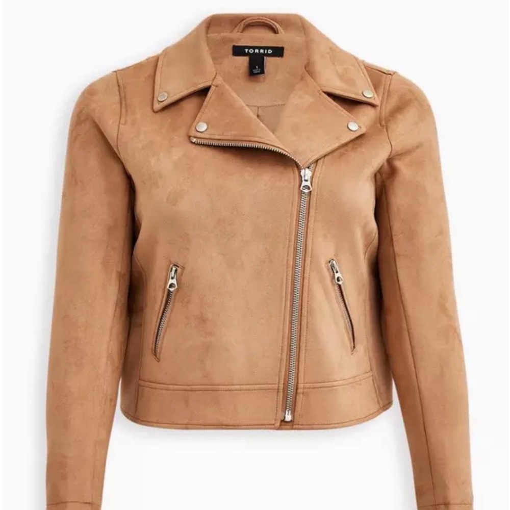NWOT Torrid Women's Size 5 Tan Faux Suede Moto Jacket Nice & Stylish